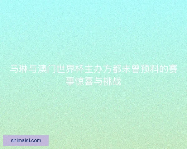 马琳与澳门世界杯主办方都未曾预料的赛事惊喜与挑战